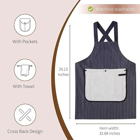 Cross Back Kitchen Apron with Pockets