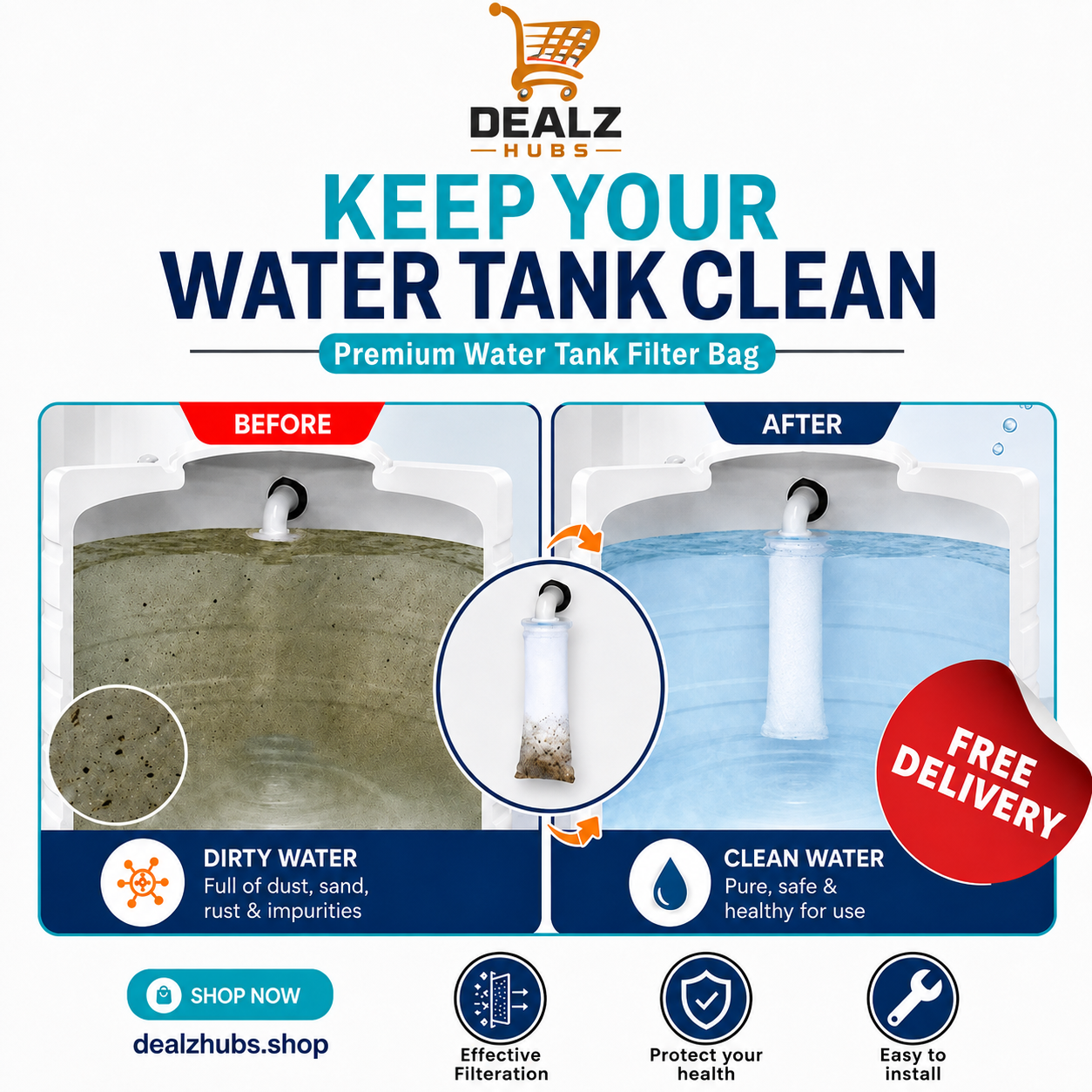 Premium Water Tank Filter Bag ( Free Delivery )