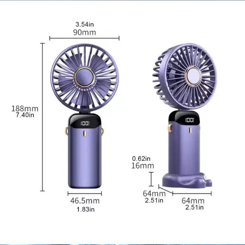 Portable Mini LED Digital Display Rechargeable Fan