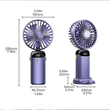 Portable Mini LED Digital Display Rechargeable Fan