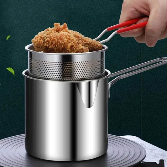 Heavy-Duty Oil Frying Pot with Basket – Safe & Easy Cooking 🍟✨