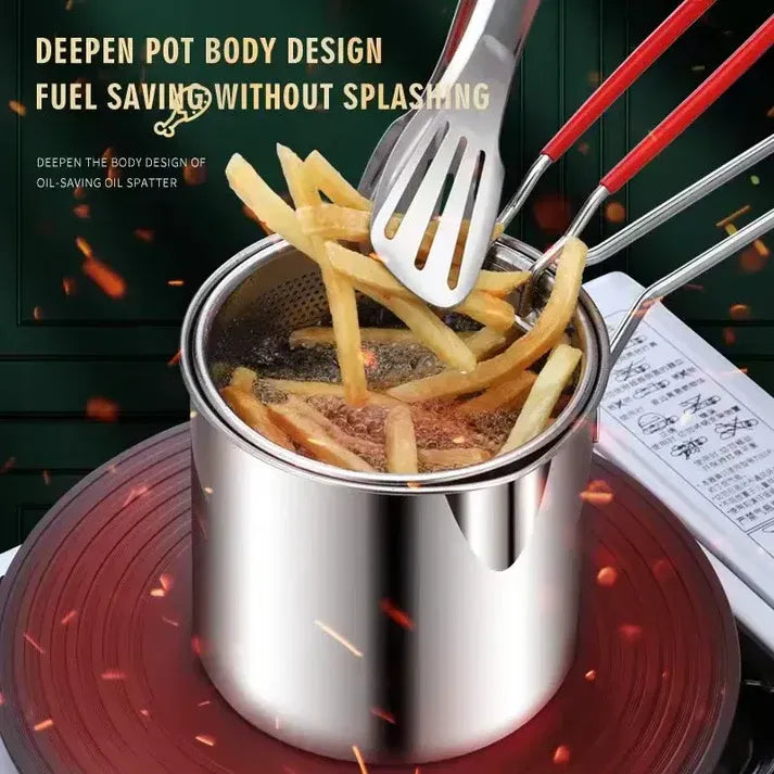 Heavy-Duty Oil Frying Pot with Basket – Safe & Easy Cooking 🍟✨