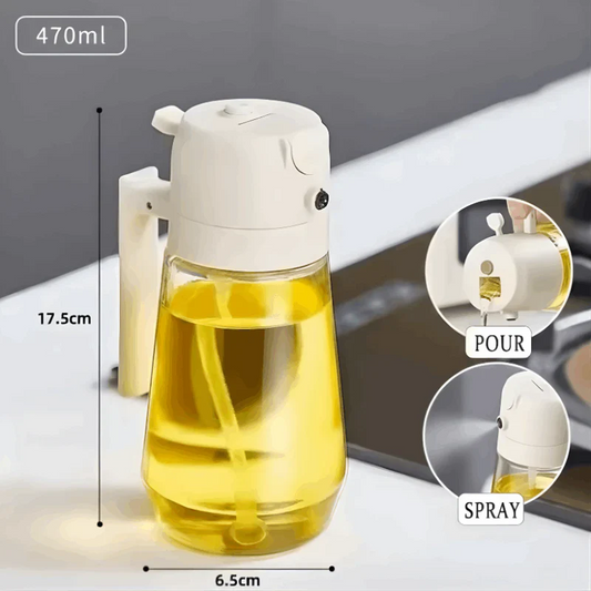 2-in-1 Oil Spray  Bottle – 470ml Glass Design