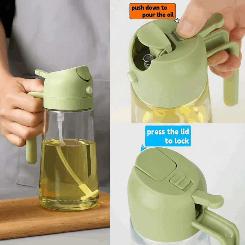 2-in-1 Oil Spray  Bottle – 470ml Glass Design