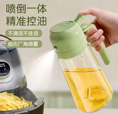 2-in-1 Oil Spray  Bottle – 470ml Glass Design