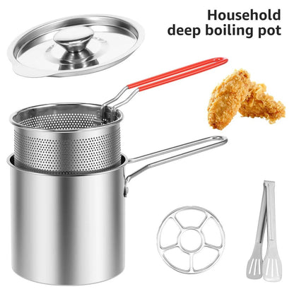 Heavy-Duty Oil Frying Pot with Basket – Safe & Easy Cooking 🍟✨