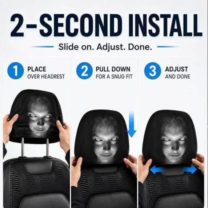 2Pc Horror Scary Print Car Headrest Cover